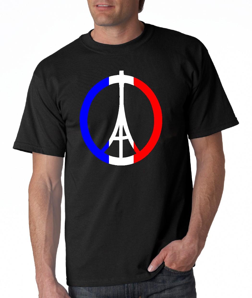 Paris Peace Eiffel tower black short sleeve shirt